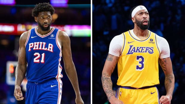 Philadelphia 76ers center Joel Embiid and Los Angeles Lakers’ Anthony Davis.